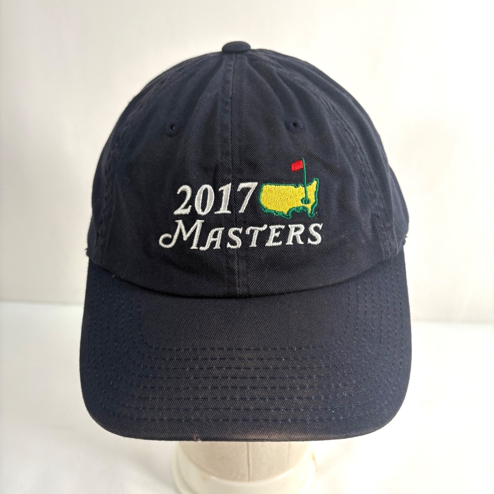 Masters Tournament Hat Navy Blue 2017 Golf Cap Adjustable Strap Weathered
